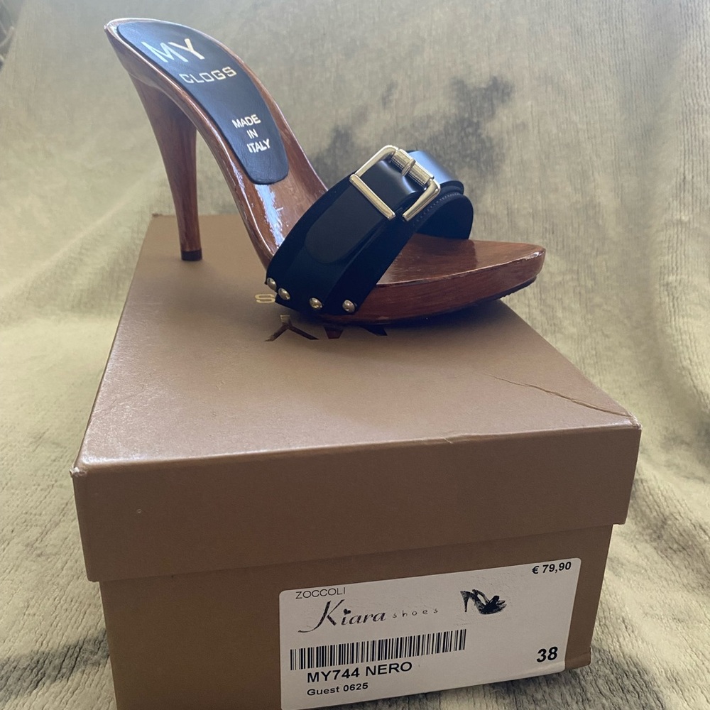 Kiara Black Heels with Silver Buckle